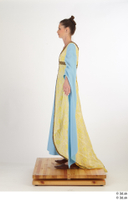  Photos Woman in Historical Dress 13 15th century Medieval clothing a poses blue Yellow and Dress whole body 0007.jpg